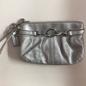 Silver Coach Wristlet